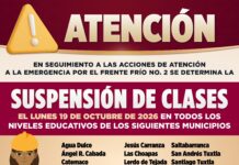 Suspenden clases en 30 municipios de Veracruz pero 45 registran daños por el frente frío 2