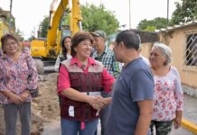 Supervisa Rosa María construcción de drenaje pluvial en la colonia Pocitos y Rivera