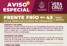 Exhorta PC municipal de Veracruz a tomar precauciones por Frente Frío 43